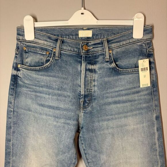 MOTHER The Scrapper Cuff Ankle Fray sneak‎ peek blue denim jeans NEW size 27 - Picture 3 of 10